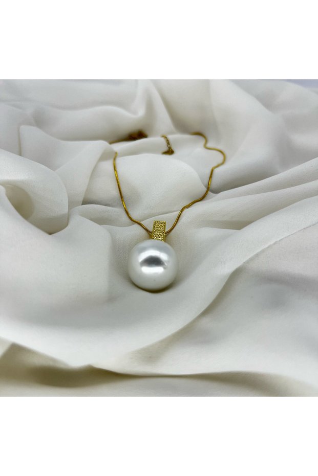 Women's Steel Necklace Big Pearl