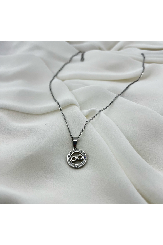 Women's Steel Necklace Diamond Circle Infinity