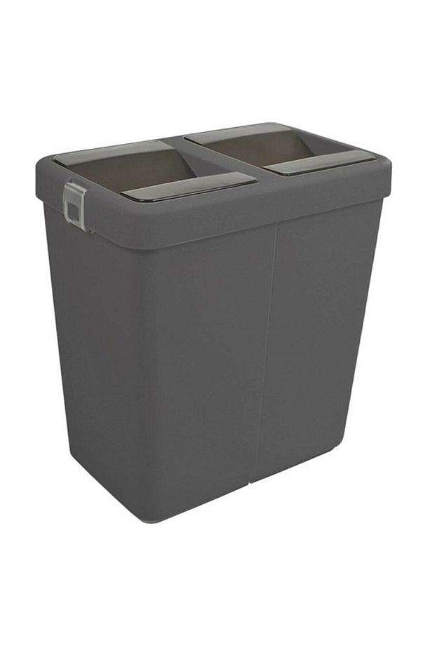 Ikili Çöp Kutusu Kovası Hassas Kapaklı Çift Kapaklı Siyah 80 Lt - 2