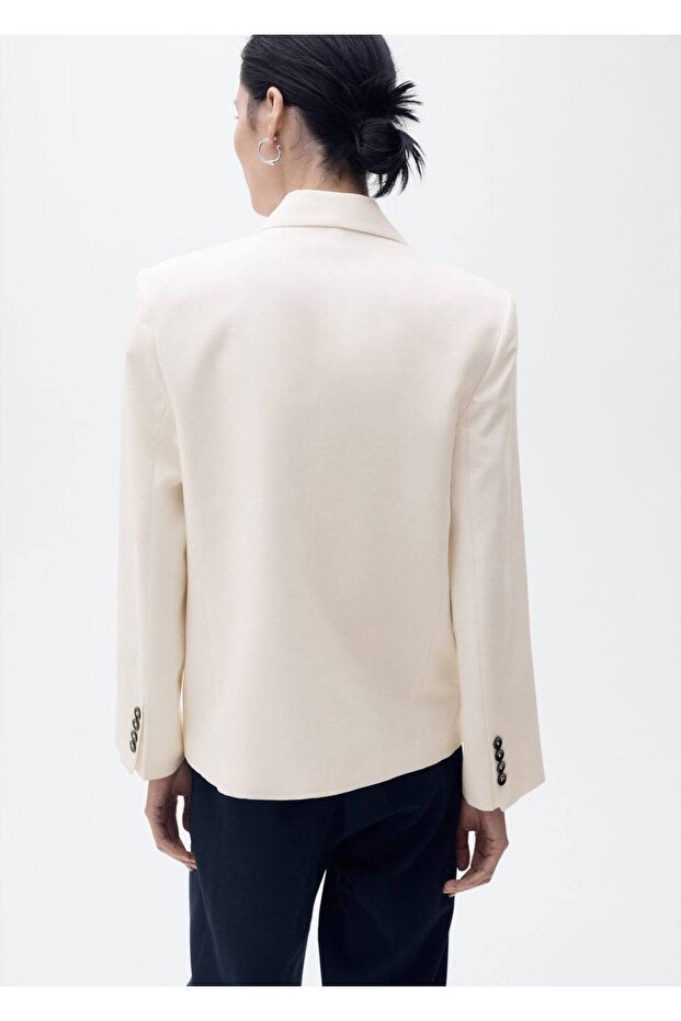 Kontrast Kruvaze Blazer Ceket - 4