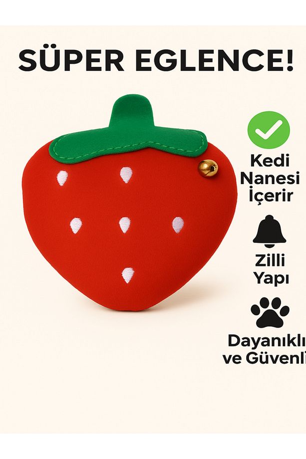 Kedi Oyuncağı Peluş Catnip ve Zilli İnteraktif,Stres Azaltıcı, Rahatlatıcı Oyun Arkadaşı - 1