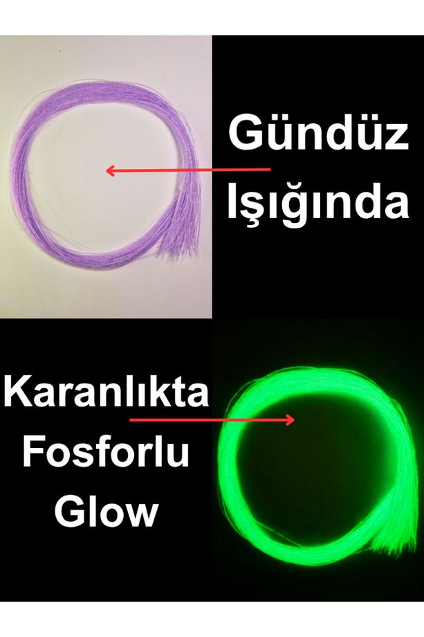 Mor Fosforlu Karanlıkta Parlayan Glow / Luminous, Ultraviyole (UV) Neon Poşet Çapari Simi - 1