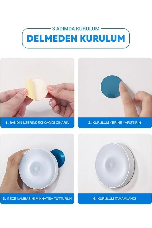 Hareket Sensörlü Led Lamba – Mıknatıslı & Şarjlı,on/off/auto Düğmeli Kablosuz Aydınlatma - 3