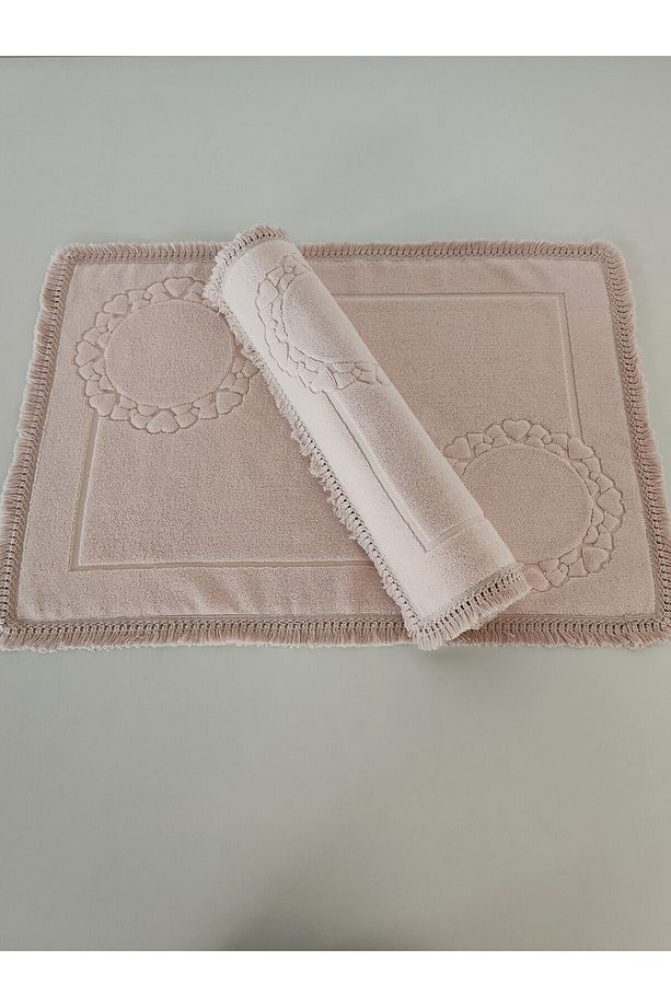 2'li Set Püskül Dantelli Ayak Havlusu 50x70 Cm - Yumuşak Ve Su Emici - 3