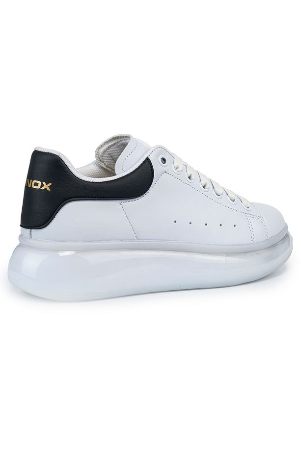 Erkek Beyaz Siyah Balon Taban Yüksek Tabanlı Sneaker Ayakkabı - 4