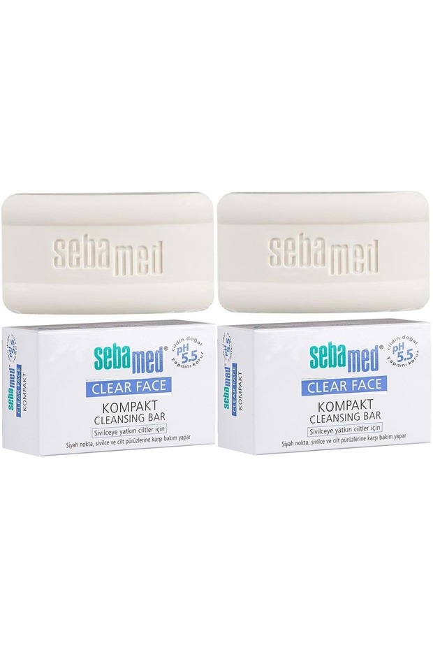 Clear Face Compact Facial Cleansing Bar Soap for Acne Prone Skin 100Gr (Set of 2)