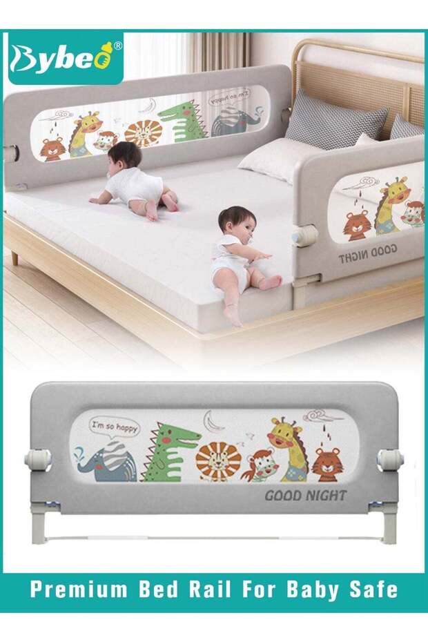 Bed Rails Guard, Collapsible Baby Side Bed Rail, Kids' Safety Bed Fence, Upgraded Barrier, Foldable Safeguard for Queen King Twin Bed, with Adjustable Height, 150cm