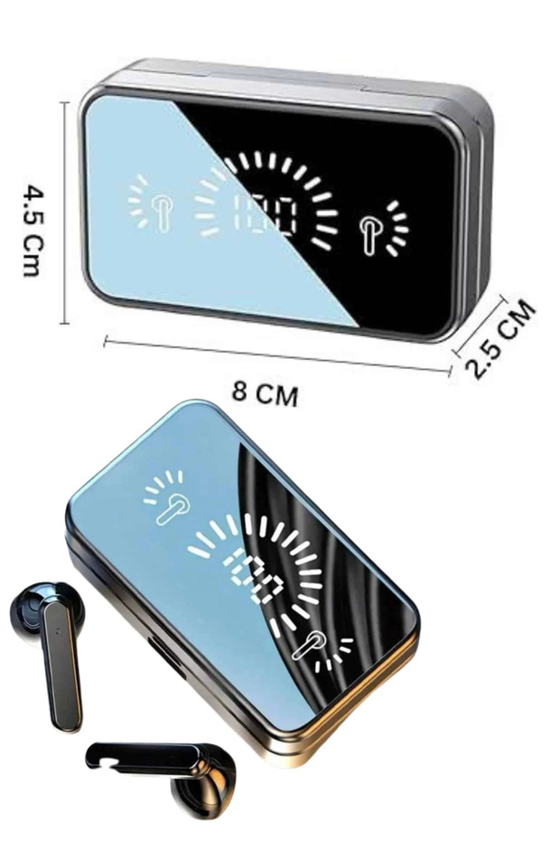 Yeni Nesil Kablosuz Kulaklık Aynalı Powerbank Özellikli Bluetooth Bağlantılı Dijital Göstergeli - 3