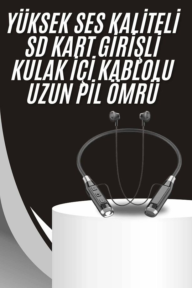 Boyun Bantlı Kulak İçi Kablolu Yüksek Ses Kaliteli Bluetooth Kulaklık - 2