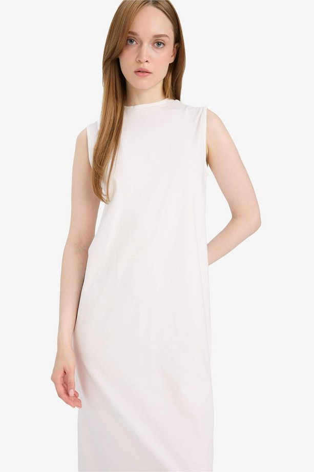 Regular Fit Yarım Balıkçı Yaka Basic Düz Kolsuz Maxi Elbise D4898ax25hs - 4