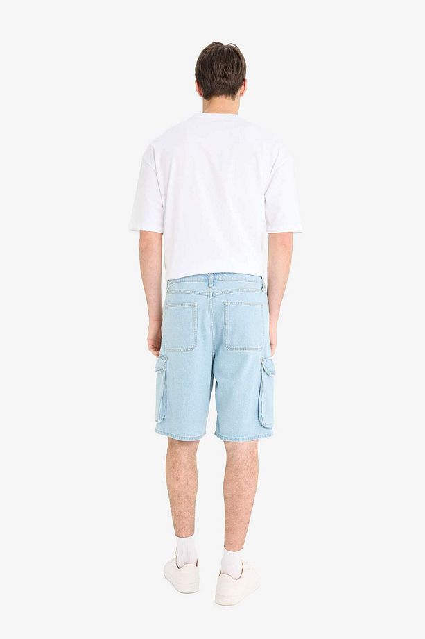 %100 Pamuk Kargo Fit Jean Bermuda Şort E1381AX25SM - 8