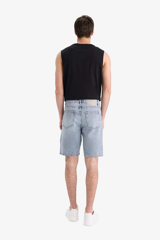 %100 Pamuk Straight Fit Jean Bermuda Şort F5540AX25SM - 7