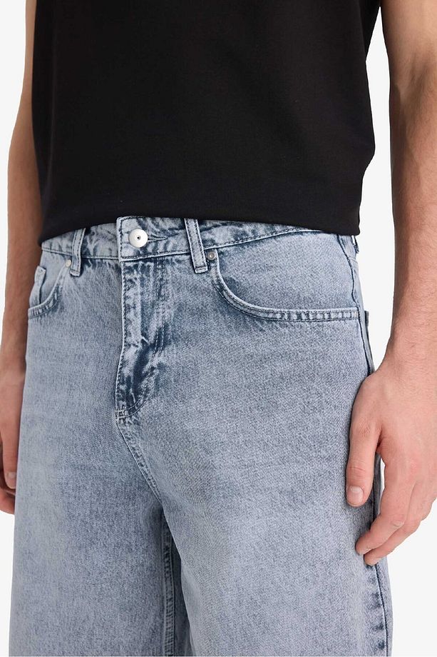 %100 Pamuk Straight Fit Jean Bermuda Şort F5540AX25SM - 6