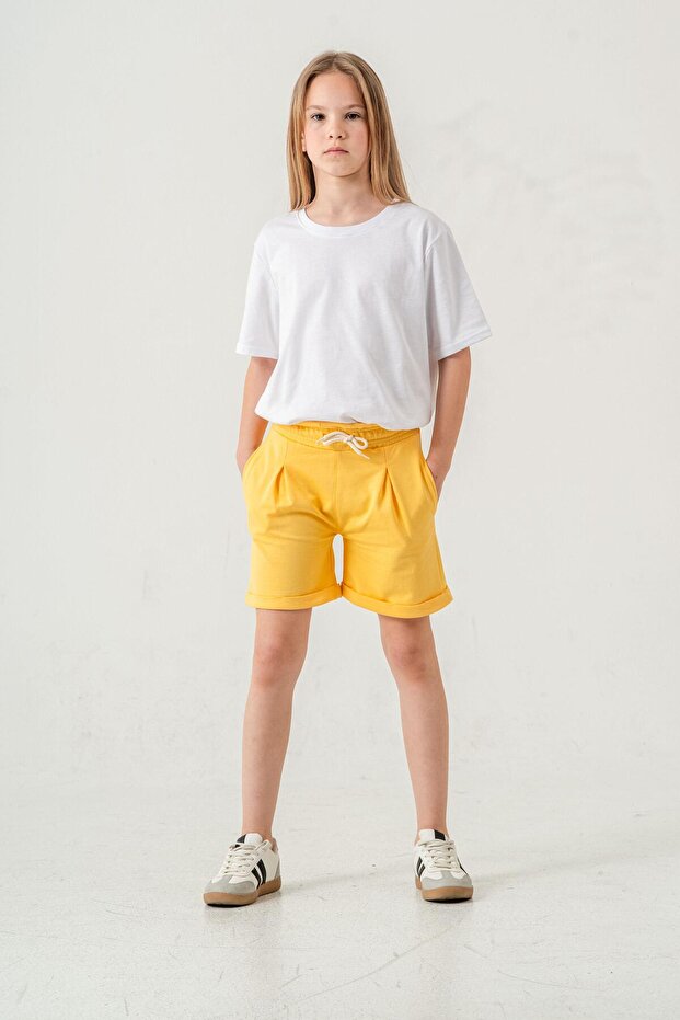 Double Leg Belt Cord Girl's Shorts