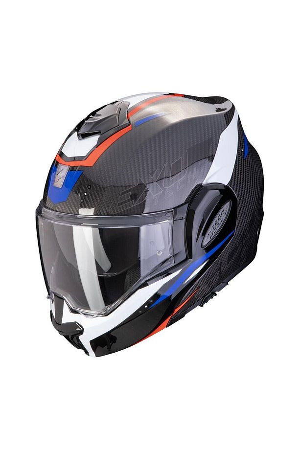 Exo-tech Evo Carbon Rover Çene Açılabilir Motosiklet Kaskı Siyah Kırmızı Mavi - 1
