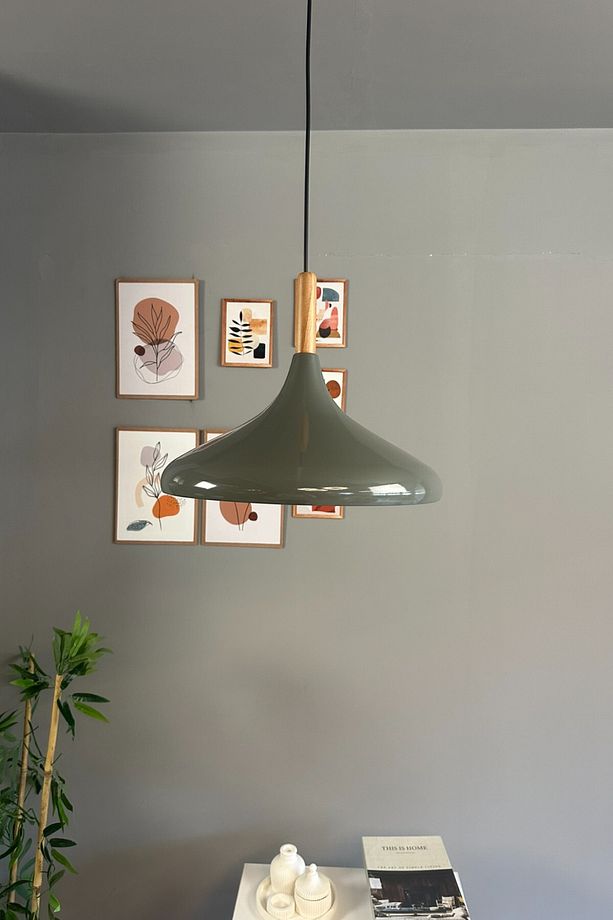 Antrasit Champion Ahşap Başlık Tekli Avize Sarkıt Salon Mutfak Cafe Butik Lamba Aydınlatma Avizeler - 5