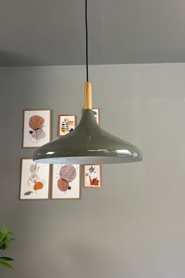 Antrasit Champion Ahşap Başlık Tekli Avize Sarkıt Salon Mutfak Cafe Butik Lamba Aydınlatma Avizeler - 1