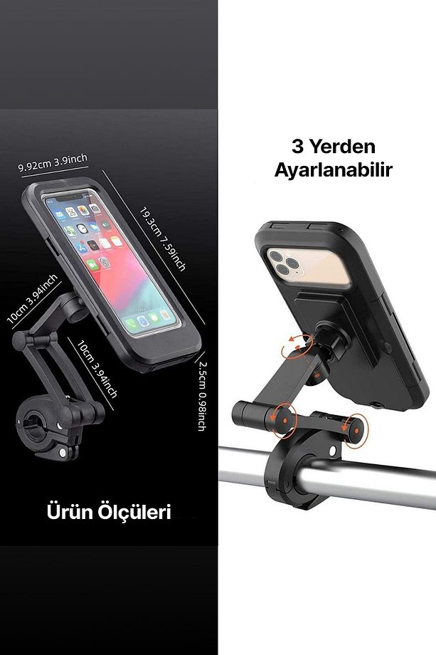 Motorsiklet Bisiklet Atv Manyetik Su Geçirmez 360° 5-7 inç Telefon Tutucu Tutacağı M3 - 7