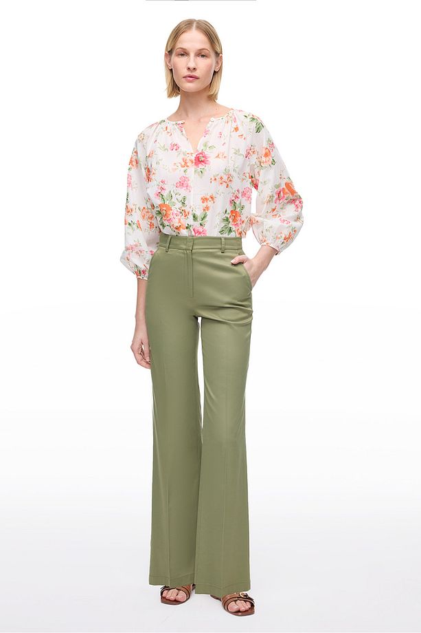 Haki Kalsit Regular Fit Yüksek Bel Pantolon - 1