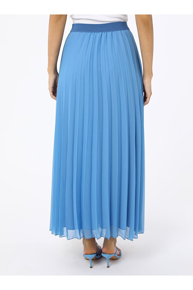 Şifon Piliseli Etek - Mavi - Refka - 7