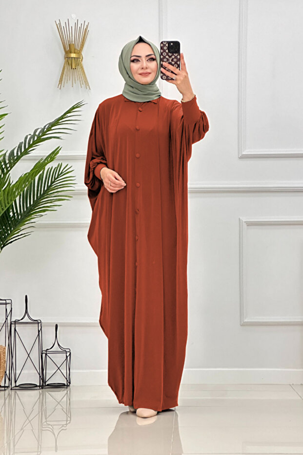 Bat Sleeve Buttoned Ferace - 1