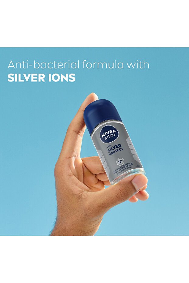 NIVEA MEN Silver Protect, Antiperspirant for Men, Antibacterial, Roll-on 50ml - 3