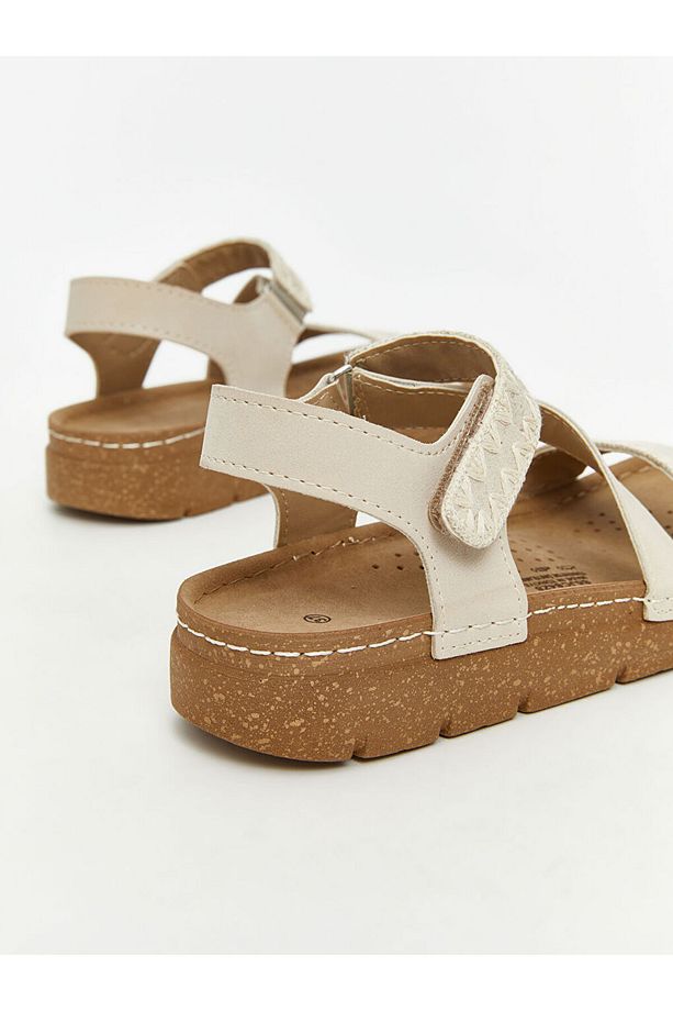 LCW STEPS Bej Çapraz Bantlı Kadın Sandalet - 5