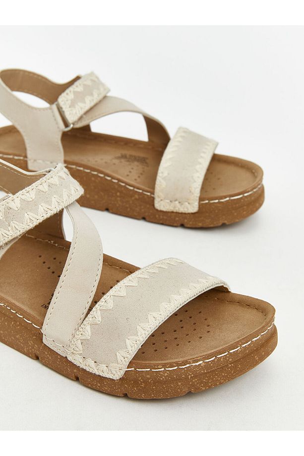 LCW STEPS Bej Çapraz Bantlı Kadın Sandalet - 3