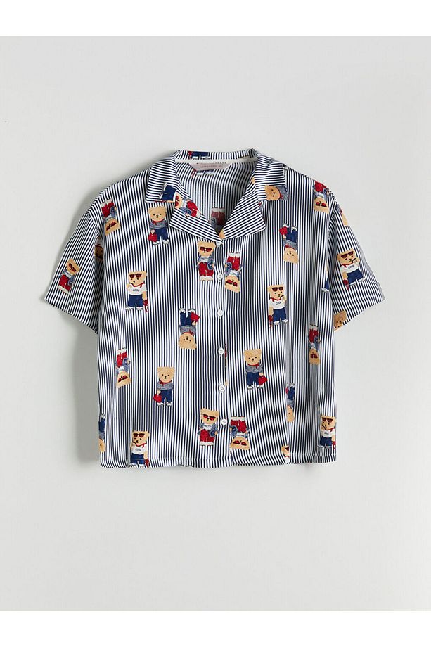 Ayı Teddy Baskılı Kadın Şortlu Pijama Takımı - 6