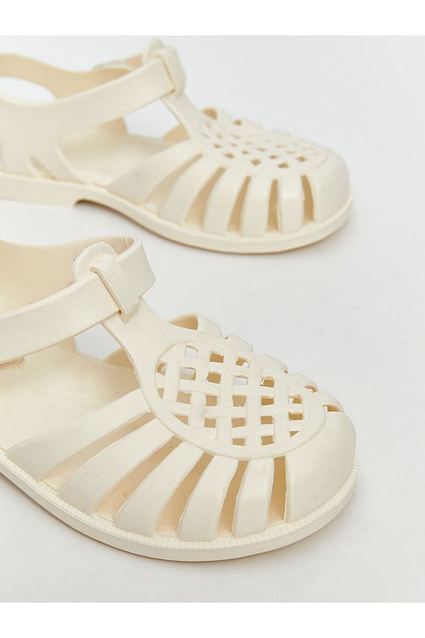 LCW STEPS Ekru Cırt Cırtlı Kız Çocuk Sandalet - 3