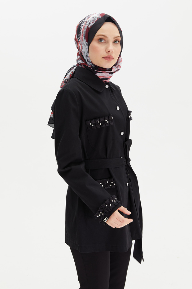 Kurdeleli Kuşaklı Ceket - 5