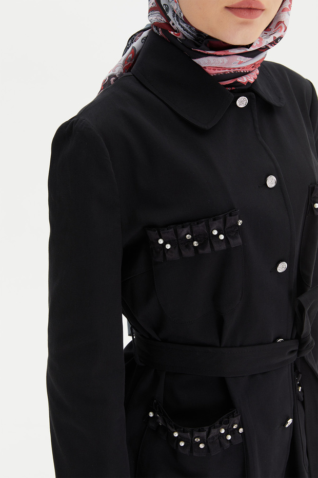 Kurdeleli Kuşaklı Ceket - 6