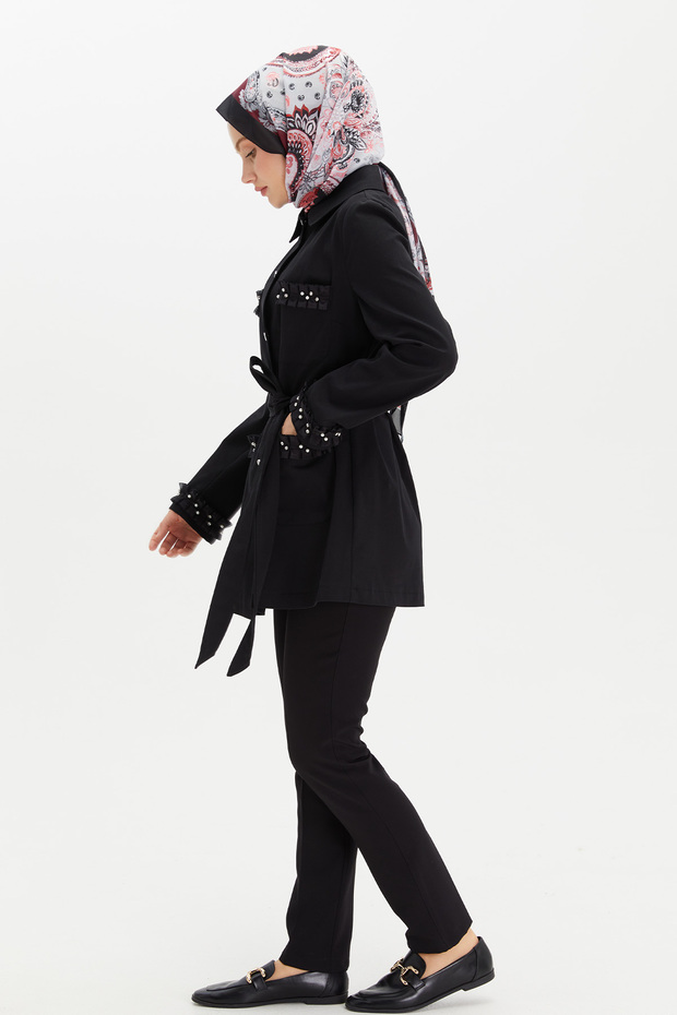 Kurdeleli Kuşaklı Ceket - 3