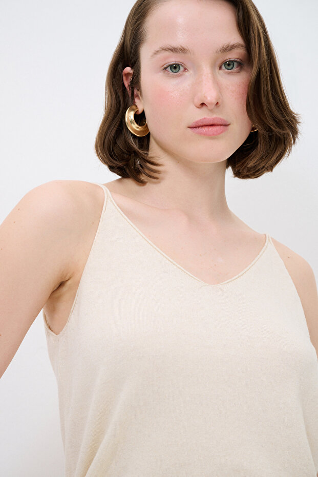 İp Askılı Triko Bluz - 2