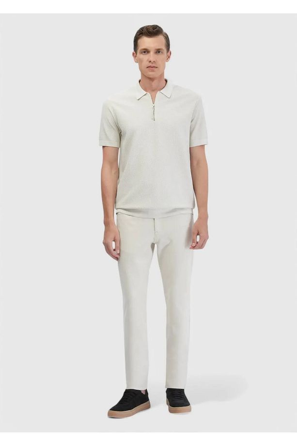 Kum Düz Örme Casual Pantolon - 1