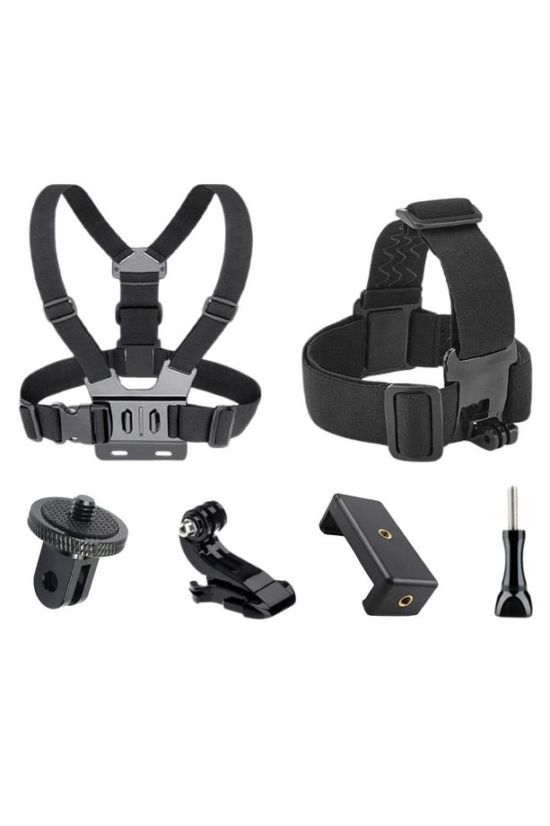 GoPro Aksiyon Kamera ve Telefon ile Uyumlu Kafa ve Göğüs Bandı Askı Seti - 1