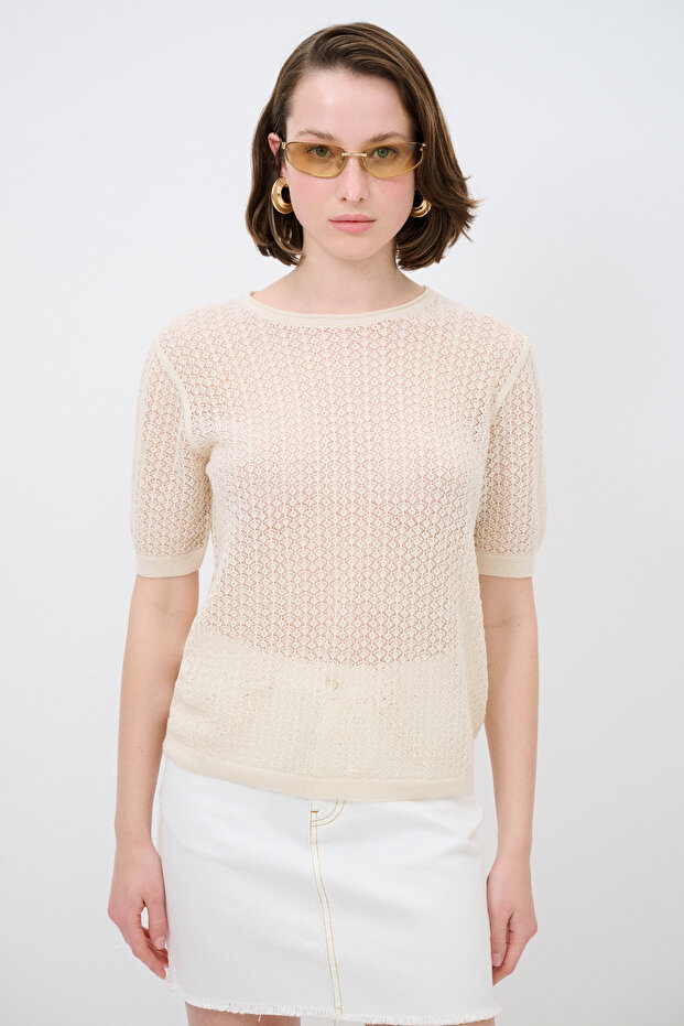 Bisiklet Yaka Triko Bluz - 1