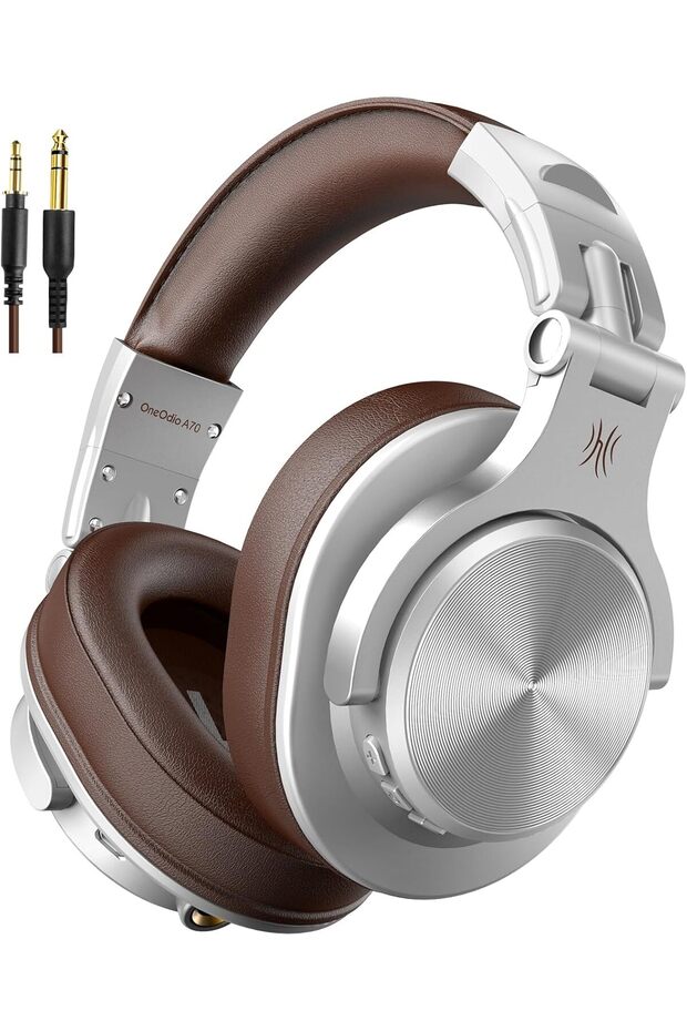 A70 Bluetooth Over Ear Headphones, Wireless/Wired for Studio Monitor & Mixing DJ - Silver