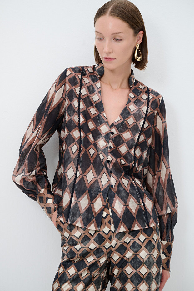 Önü Düğmeli Bluz - 1