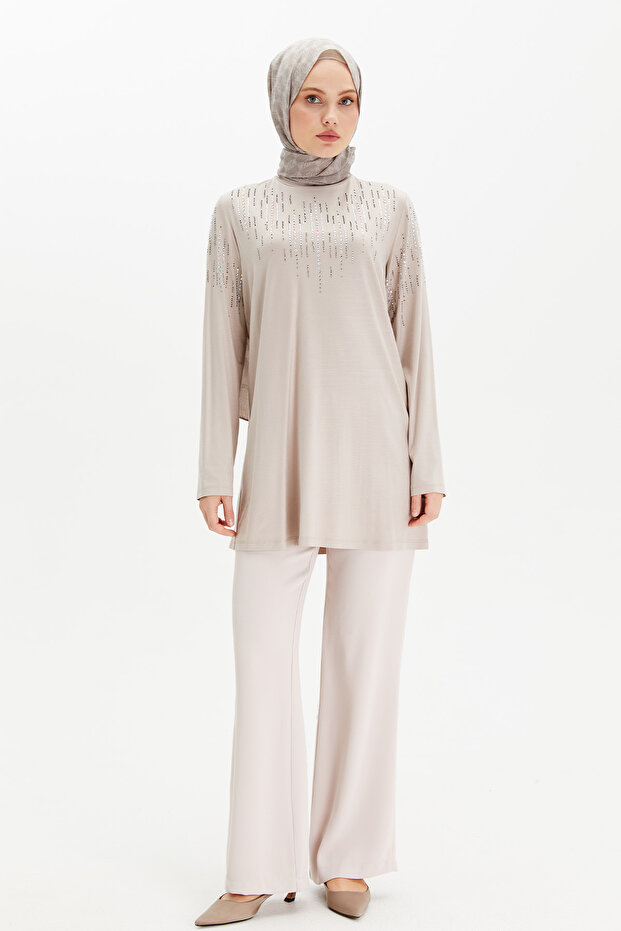 Taşlı Penye Tunik - 1
