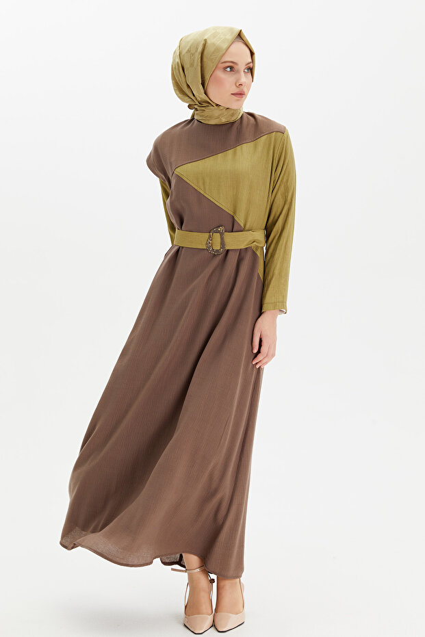 Çift Renkli Elbise - 3