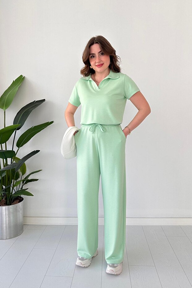Polo Neck Modal Suit Water Green