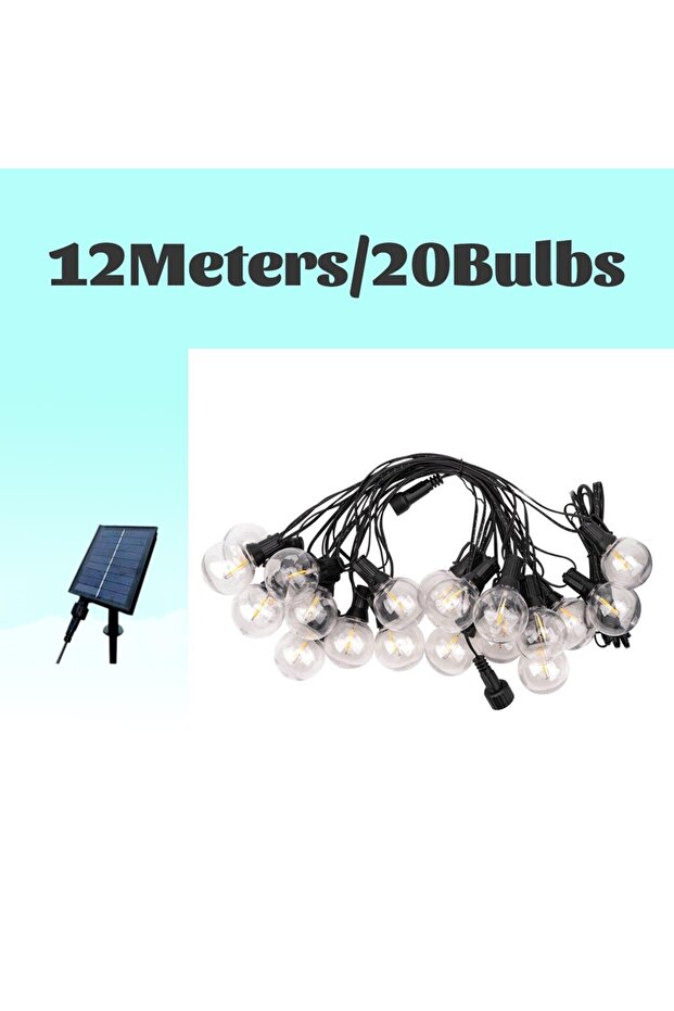 20Bulbs 12M Outdoor Solar Powered Garlands G40 40LEDs Ball String Lights Waterproof Wedding Party St