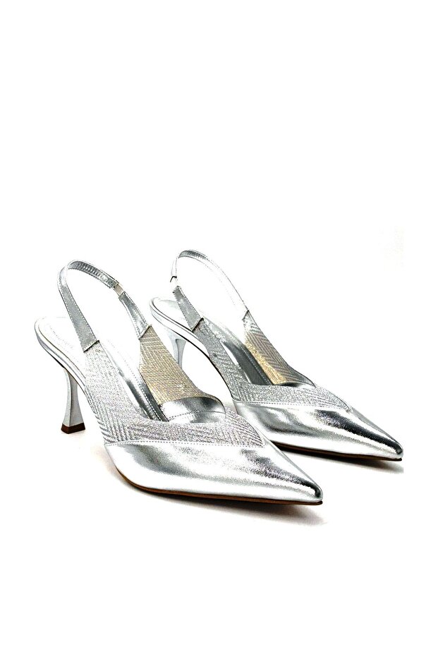 Kindep Dindin Closed Toe Heeled Women's Shoes Silver