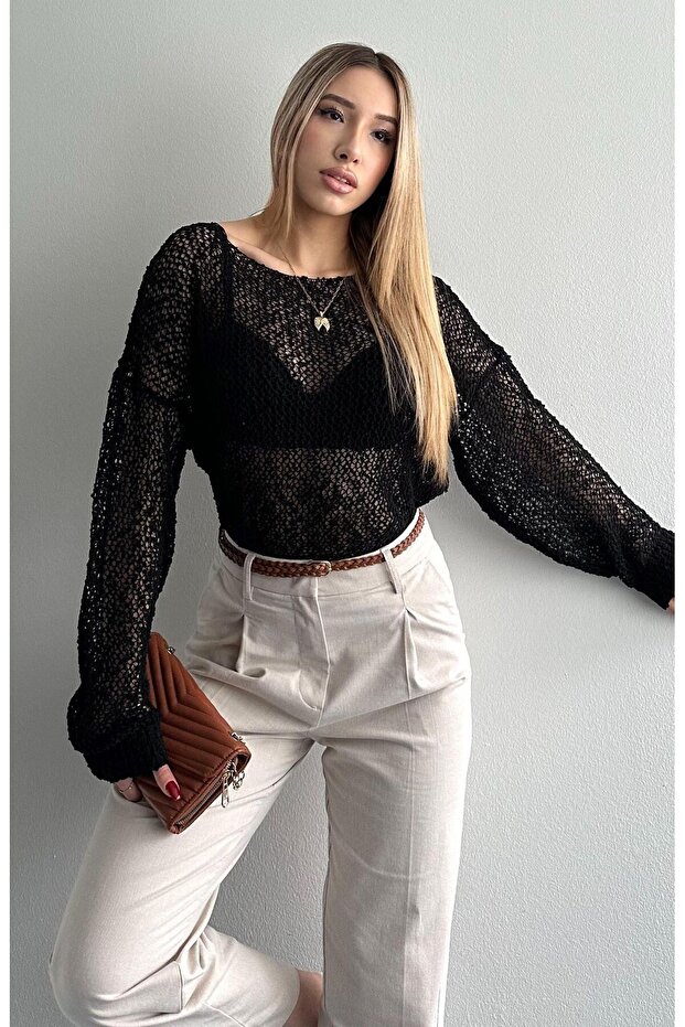 Insect Knitted Transparent Sweater Black