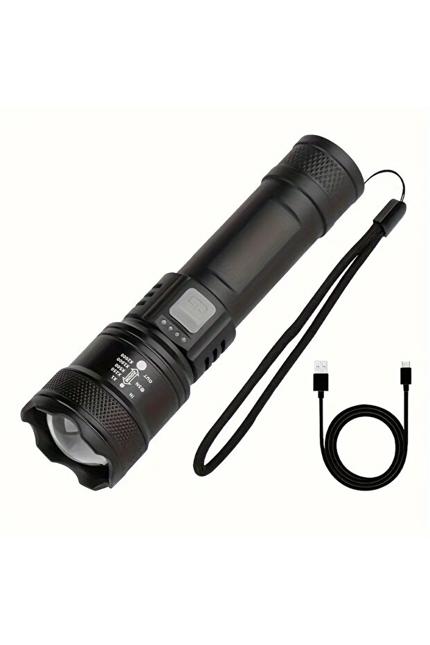 1PC 1-2PC LED Telescopic Zoom Flashlight High Power Torch Light USB Rechargeable Flashlight Portable