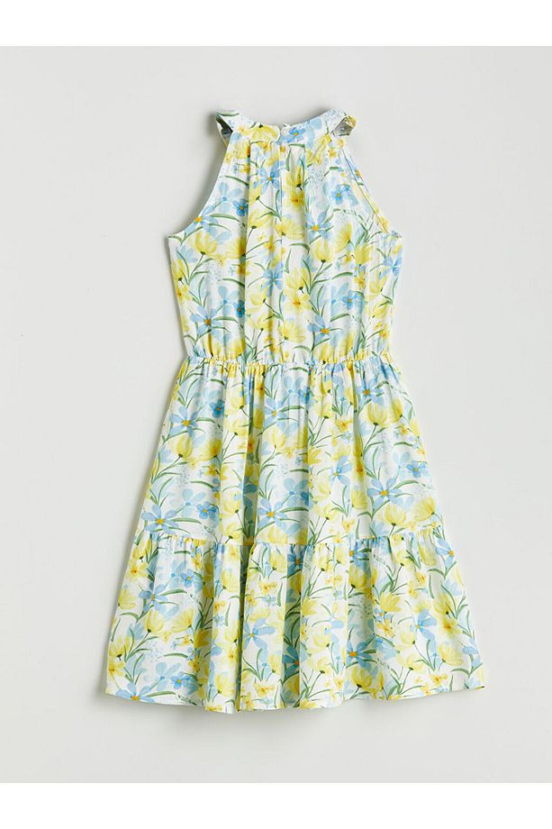 LCW Halter Yaka Çiçekli Kız Çocuk Elbise New Season - 2