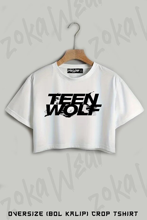 Logo Dizi Teen Wolf Printed Oversize Crop T-Shirt