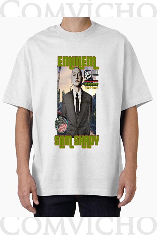 Unisex Eminem V7 Design Printed Oversize T-Shirt