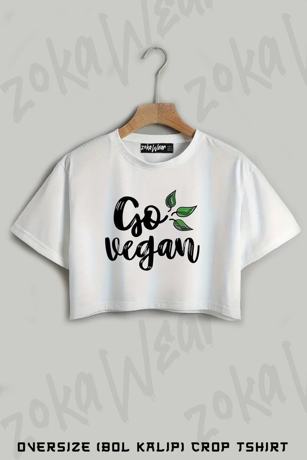 Vegan Ol Go Vegan Printed Oversize Crop T-Shirt